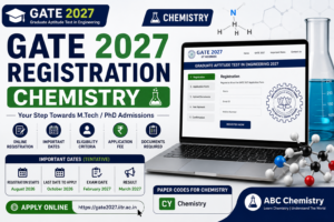 GATE 2027 Chemistry registration banner — IIT Roorkee, important dates, eligibility, application fee and paper code CY | ABC Chemistry